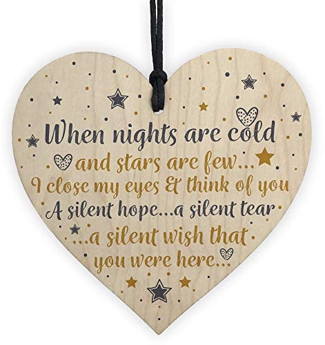 RED OCEAN CHRISTMAS Tree Decoration In Memory Mum Dad Nan Memorial Wooden Heart Bauble Gift