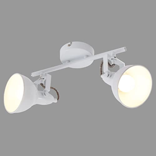BRILONER - Deckenlampe Vintage schwenkbar, E14 Fassung, max. 40 Watt, Deckenleuchte, Lampe, Wohnzimmerlampe, Schlafzimmerlampe, Küchenlampe, Deckenstrahler, Deckenbeleuchtung, 30,4x10x18,1 cm, Weiß