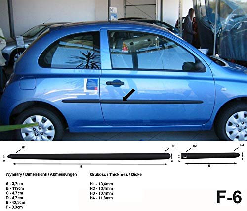Spangenberg Seitenschutzleisten schwarz passend für Nissan Micra III K12 Schrägheck 3-Türer Baujahre 01.2003-06.2010 F6 (3700006)