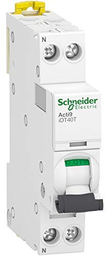 Schneider Electric Acti9 iDT40T - Interruptor modular (1P+N, 25A, curva C, 4500A/6kA, A9P22625)