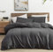 Lanqinglv Bettwäsche 135x200cm Baumwolle Anthrazit Grau Uni Wende Bettwäsche Set 4teilig - 2 Renforce Bettbezug 135x200cm mit Reißverschluss + 2 Kissenbezug 80x80cm
