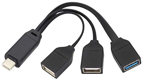 AAOTOKK Cavo OTG USB C 3.0,USB Type C 3.0 Maschio a 2 Porte USB 2.0 + USB 3.0 Femmina OTG Cavo,On The Go (OTG) per Smartphone,Laptop,Mouse,Dispositivi USB e Type-C più portatili(21cm/8 Pollice)