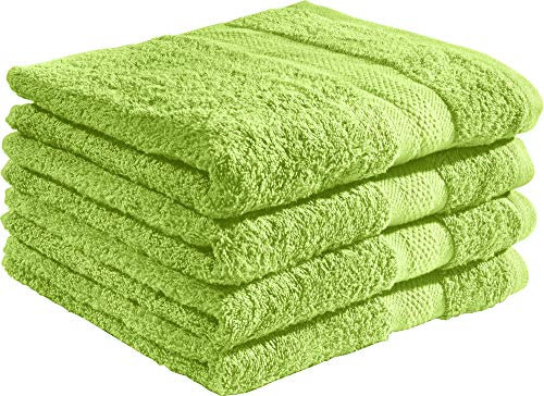 REDBEST Duschtuchset, Frottierset 4er-Pack Chicago apfelgrün Größe 70x140 cm - saugstark, strapazierfähig, ideal für Reisen, Sport (weitere Farben)