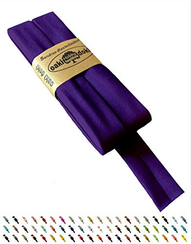 Sandras-Bastelladen Oaki Doki Schrägband/Einfassband Tricot de Luxe Jersey gefalzt 3m x 20mm 947-Lila