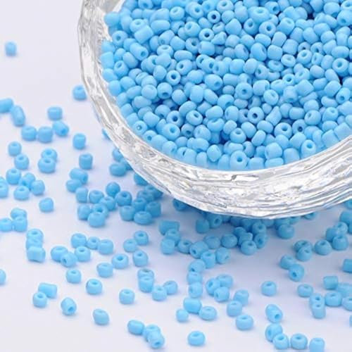 1100 Stück Glas Rocailles Perlen 4mm, 6/0, Ponyperlen Rund Mini Perle Seed Beads (Blau Opak)