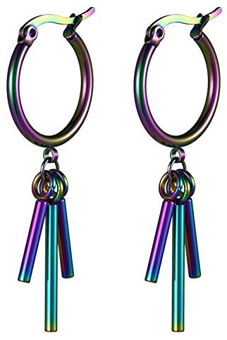 Flongo Damen Ohrringe Herren Ohrstecker Gestüt Stecker Creolen Huggie Ohrhänger Baseballschläger hängend Anhänger Gotik Frauen Männer Bunt