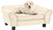 Tidyard Hundesofa mit Rückenlehne Hundebett Hundecouch Katzensofa Holzbeinen Plüsch 72x45x30 cm Creme