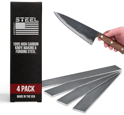 Patriot Steel 1095 Hartstahl-Messerherstellung und Schmiedestahl – kaltgewalzter geglühter Stahl für Messerherstellung – USA-Milled Excellence für Profis und Hobbyisten – 30,5 x 3,8 x 0,187 – 4 Stück