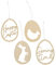 Papierdrachen 12 Osteranhänger aus Holz - Wiederverwendbare Oster Dekoration 7x7 cm - 1,8cm dick - 4 Verschiedene Designs je 3X - Letterings - Set 3