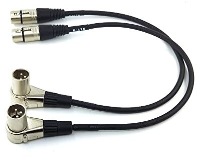 WJSTN -049 Cable XLR de ángulo recto a XLR Cable de micrófono de 3 pines xlr a xlr hembra a macho, paquete de 2