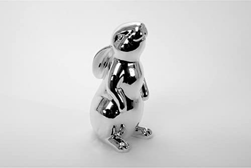 Hase, hoch guckend - Silber - Dolomit - 13,5x13,5x28,5 cm