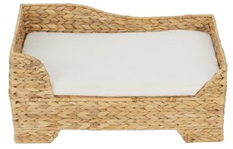 Teamson Pets Indoor Korbweide Katze oder kleiner Hund, Hochliege mit abnehmbarem, waschbarem Kissen, Hellbraun, Neith Kollektion ST-N10002-UK | Indoor, Abnehmbares Kissen, Waschbares Kissen, Für kleine Hunde