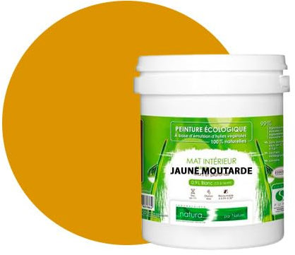 BOX DECO COULEURS Pintura de pared natural ecológica con aspecto mate interior Natura – 1 l/13 m², amarillo mostaza