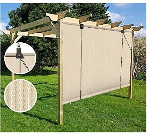 LIJINBO Rollläden Für Den Außenbereich,Rollo-Rollos Für Den Außenbereich, Aufrollbare Jalousien, Winddichter Sichtschutz, Terrassen-Sonnenschutz Für Veranda, Pavillon, Hinterhof, Deck, Pergolen