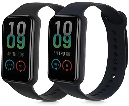 kwmobile Pulsera compatible con Amazfit Band 7 correa - 2x Correas de silicona flexible - Tamaño ajustable