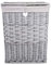 Laundry Wicker Basket With Liner With Lid Bathroom Storage Iron Blanket Basket (Grey, Small)