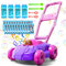 Bubble Lawn Mower Age 3+ for Toddlers, Kids Automatic Bubble Blower Maker Machine, Pink and Purple, Outdoor Gardening Push Toys, Birthday Gifts Summer Toys for Girls Boys