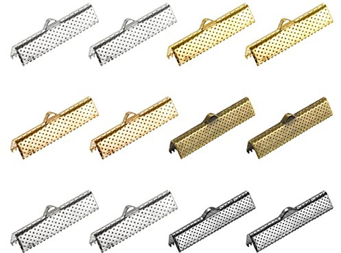 sourcing map 180 Stück Band Crimp Klemme Enden 30mm Lesezeichen Schnur Ende Verschlüsse für DIY Basteln 6 Farben