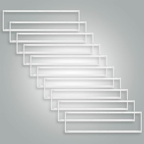 10x Aluminium Aufbaurahmen weiß für LED Panel 120x30cm zum Einlegen als Deckenaufbauleuchte 1205x305x43mm