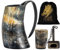 FENRIR Viking Drinking Horn Mug | Thor Bottle Opener Shot Glass | Authentic Ox Horn Medieval Style Mead Tankard | Norse Ale Beer Stein | Loud Cup Tumbler Horn | Unique Gifts for Men | 16-oz