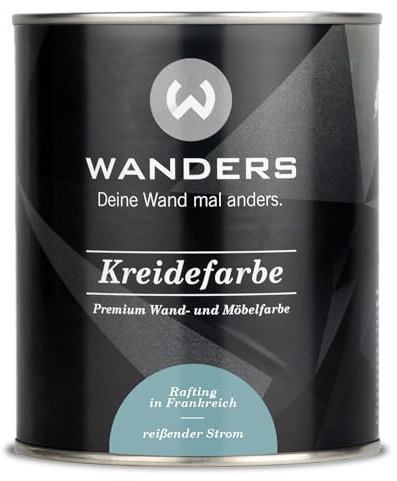 Wanders Shabby Chic Kreidefarbe 750 ml - Reißender Strom/Helles Blaugrün - Küchenmöbellack und Möbelfarbe ohne Schleifen. Chalk Paint, für Holz & mehr. Hohe Deckkraft, schnell trocknend