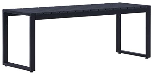 vidaXL Garden Bench PS Board in Black, Iron Frame, Contemporary Design, Comfortably Cosy, Easy Assembly, Outdoor seating