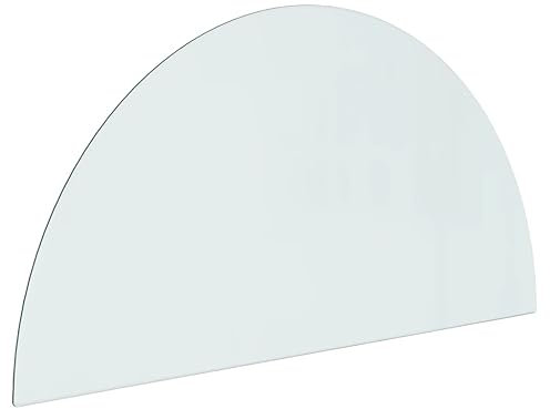 vidaXL Plaque de Verre de Cheminée Demi-Rond Revêtement de Sol Plancher Plaque de Base de Foyer Protection Contre Etincelles 1000x500 mm