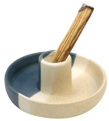 KUMGROT Palo Santo Halter Keramik Räucherstäbchenhalter für Palo Santo Sticks Authentische Peru Keramik Brenner Halter Handgemachte Smudge Bowl Weihrauch Brenner Home Decor, 10,5 cm x 2,4 cm