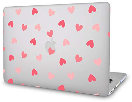 Gusumi MacBook Air 13 inch Case (A1466/A1369, Older Version 2010-2017 Release), Plastic Pattern Hard Shell Case Compatible Older MacBook Air 13 (No Touch ID), Pink Hearts