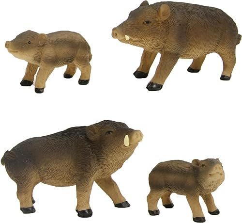 FADEDA 4X Wildschweinfamilie/Höhe:4 cm/handbemalt/detailgetreue Krippen Figuren - Weihnachten Tisch Dekoration Krippe Zubehör