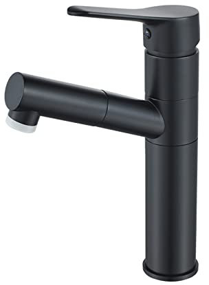 WEITOL Robinet de Salle de Bain avec pulvérisateur extractible Double Mode Chaud et Froid en Acier Inoxydable mitigeur Multifonctionnel rétractable monotrou mitigeur de lavabo,Long