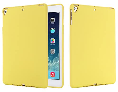 YKTO Morbida Silicone Custodia per Apple iPad Air 2 Cover Custodia Silicone Liquido Braccialetto Custodia Protettiva Copertura Bumper Disegni Antiurto Antigraffio Funzione Custodia,Giallo