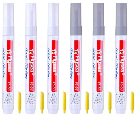 6 Pcs Caulking Pens With Replacement Tip, Grout Repair Pen, Tile Repair Pen, Gap Filler Pen, For Bathroom And Kitchen Tiles, Etc. (Light Gray/White)