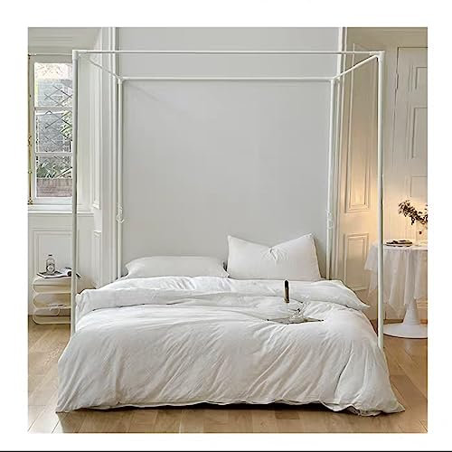 Himmelbettrahmen Pfosten/Pfosten Full/Queen Size 4-Himmelbett-Himmelbettrahmen für Moskitonetzhalterung, backlackiert, weiß, L: 2,2 m x B: 2 m