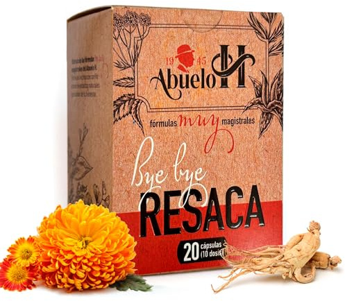 Bye Bye Resaca - Fights Hangover Symptoms Before They Appear - Tiredness, Aches, Nausea, Vertigo - with Vitamin B6 and Eleutherococcus (Siberian Ginseng) - Box of 20 Capsules