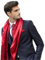 LA FERANI Herren Schal 100% Seide Chiffon Halstuch Seidenschal 180x90cm Uni Farbe für Anzug Rot Stola Business Style Geschenk für Ihn (Rot)