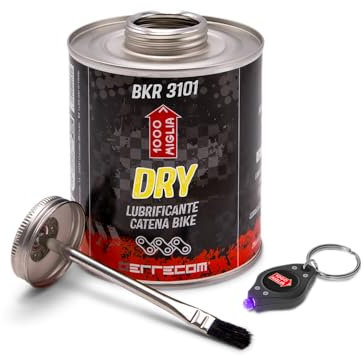Errecom 1000 Miglia BKR 3101 Fahrradkette Schmiermittel Dry - 900 ml, für Trockene und Staubige Bedingungen, Trockenes Klima, All-In-One mit Pinsel enthalten