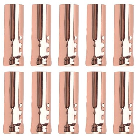 Cyrank Manicotto Base Lampada a Candela per Lampadario, 10 Pezzi Copri Presa a Forma di Candela in Ferro Galvanico Manicotti Antigoccia Alti 3 Pollici(Oro Rosa)