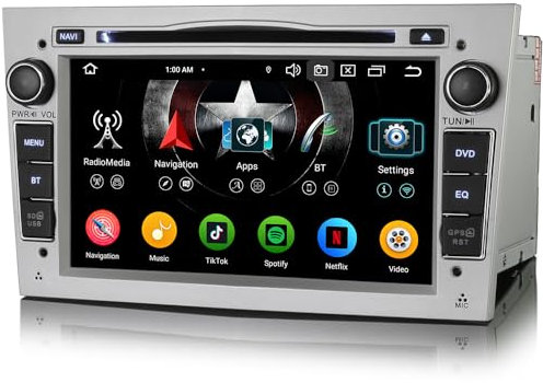 erisin [4+64GB] 8 Kern Android 14 Autoradio Navi für Opel Astra H Corsa D Zafira Vectra Meriva Carplay Android Auto GPS DSP Bluetooth 5.0 WiFi Dab+ IPS DVR DVD Canbus Touchscreen