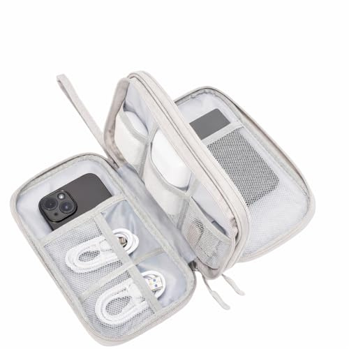 ProCase Porta Cavi da Viaggio a 3 Strati Viaggio Accessori Utili, Borse Organizer per Cavi Tech Pouch Custodia Portatile per Cavi, Caricabatterie, Power Bank, Adattatori -Grigio/S | Borsa Organizer Tech Pouch Custodia Portatile per Cavi, Caricabatterie, Power Bank, Adattatori -Grigio/S