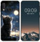 WUACYEAMING Noir Coque pour Samsung Galaxy A20e, Haute Qualité TPU Silicone Mince Souple Antichoc Bumper avec La Lune et Le Chat Motif Dessin Mat Case