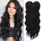 PORSMEER haarteile für dünnes haar topper, 45cm Lang Gewelltes Haarteile Synthetische Perücken-Topper für Frauen Highlight Clip In Wiglet mit Pony Haarvolumen hinzufügen(Natürliches Schwarz)