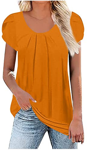 Tee Shirt Fluo Femme Tunique Femme Tunique Femme Ete Longue Pull Grande Taille Femme 52 54 56 Tunique Grande Taille Femme avec Feuilles Lot Tshirt Femme Multicolore Tee Shirt Orange 4XL