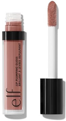 e.l.f. Lip Plumping Gloss, hochglänzende schimmernde Farbe, spendet Feuchtigkeit & lässt die Lippen voller erscheinen, mit Vitamin E, vegan & tierversuchsfrei, Petal Pressed