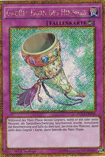 PGL3-DE040 - Großes Horn des Himmels - Gold Secret Rare - Deutsch - Premium Gold: Infinite Gold - mit LMS Trading Fieldcenter-Karte Yugioh