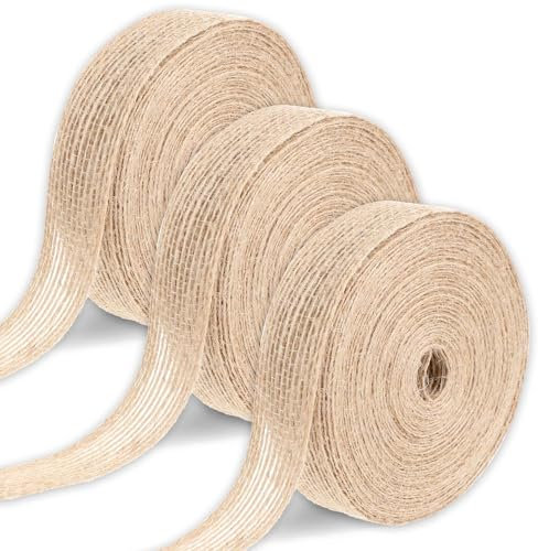 Juteband 2cm Breit Weich Sackleinen Band, Vintage Geschenkband Dekoband Jute für DIY Handwerk Hochzeitdeko Blumenstrauß Dekoration Esstisch