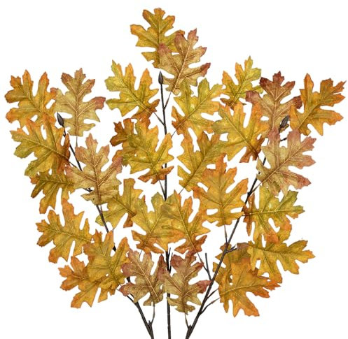 Arborus 3 Stück Künstliche Zweige Herbstzweige Herbst Dekor 89 cm Künstliche Äste Kunstzweige mit Blätter Künstliche Eichenzweige für Vase Äste und Zweige Deko Tisch Fensterbank Zimmer Deko