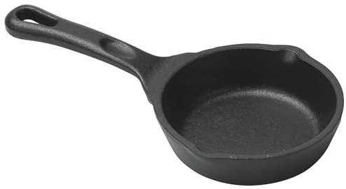 Winco Mini Cast Iron, Induction Skillet, Round, 3 Oz, 3-1/2 Dia, Matte Black Enamel