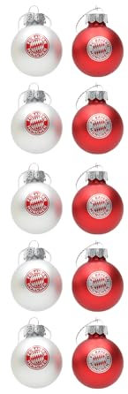 FC Bayern München | Christbaumkugeln | Weihnachtsbaumkugeln | 10er Set| Rot-Weiß