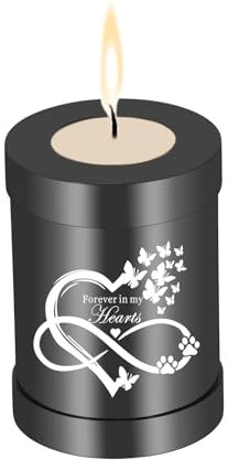 QGJNSGC Klein Urne Hund Mensch Urne Cremation Asche Kerzenhalter Erinnerungsgeschenk Gedenklicht Grabstein Hund Andenken Haustiere Haustiere Memorials Grablicht (Schwarz)